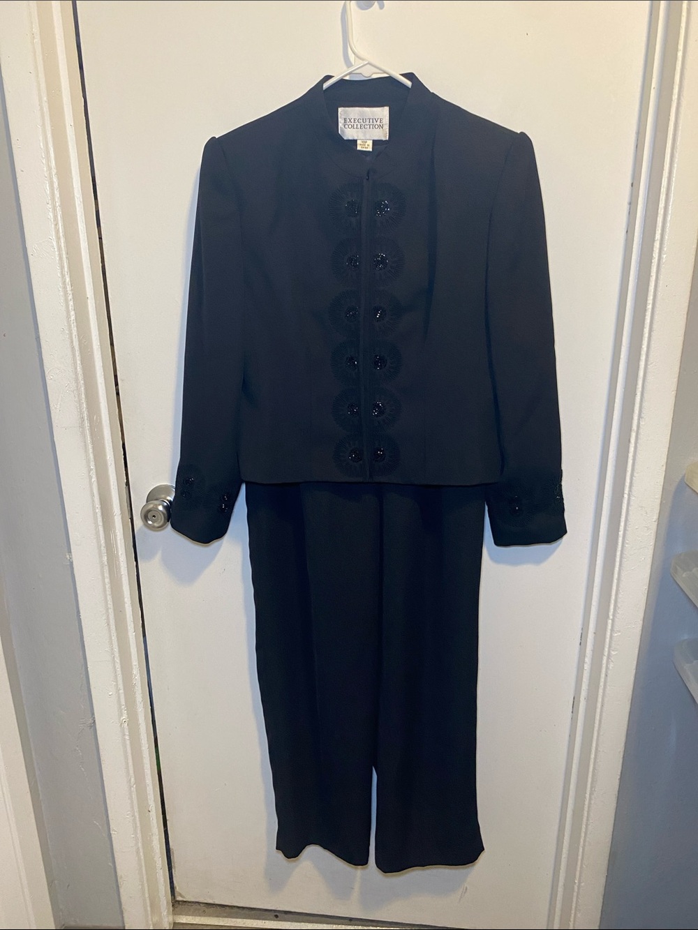 Executive Collection Women's Black Beaded Blazer & Pant Set